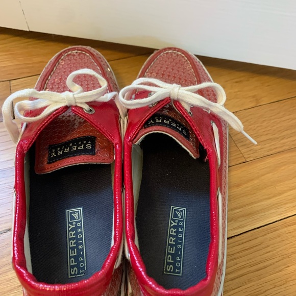 Red Sequin Sperry Top Siders Size 7 - Picture 5 of 9